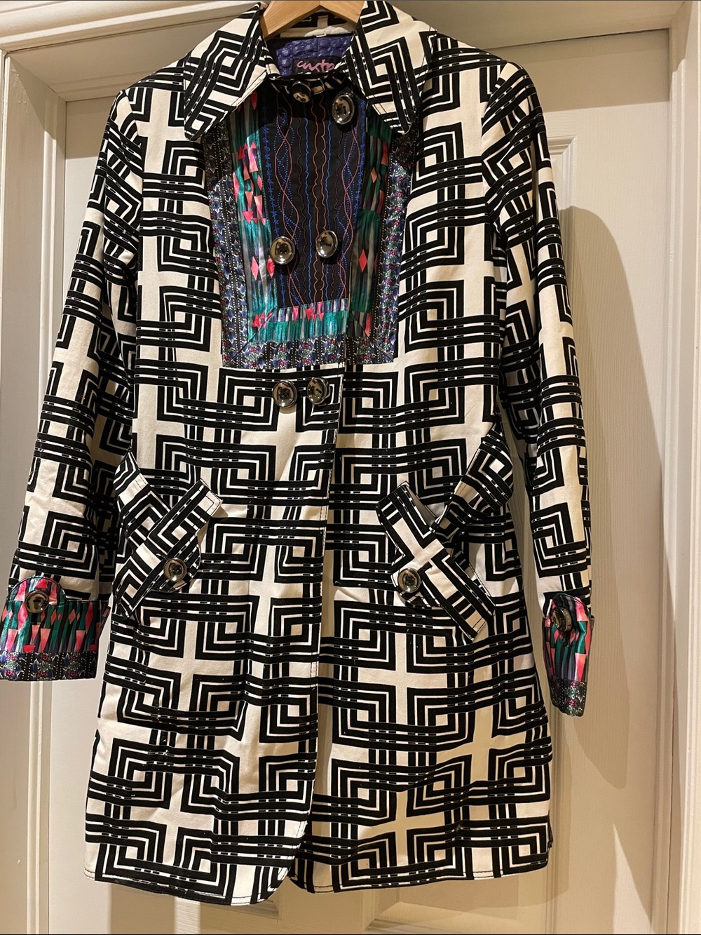 Custo Barcelona Maximalist Art To Wear Cotton Quilted Lined Trench Coat 8